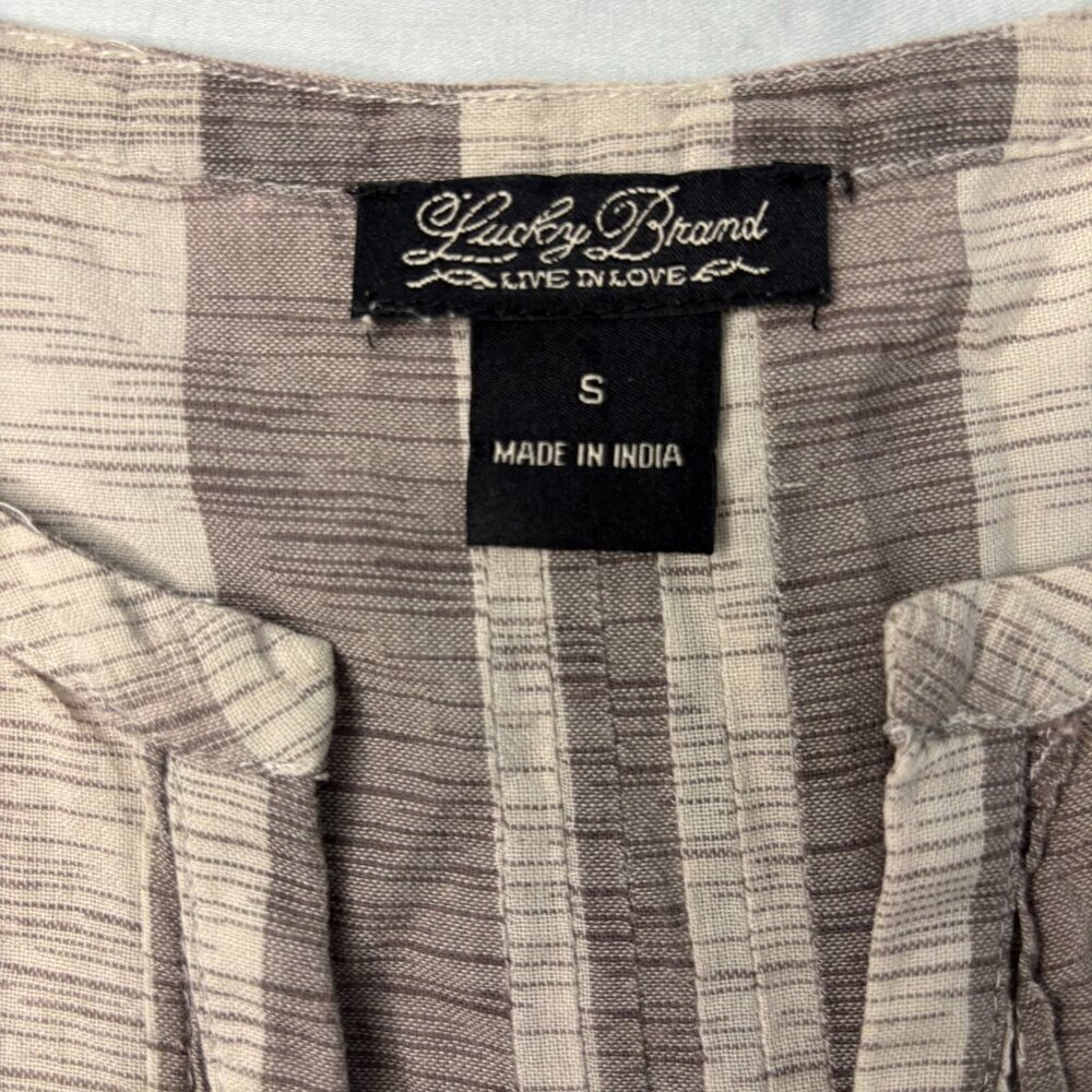 LUCKY BRAND Tunic Sz Small Striped Embroidered Prairie Top Bell Sleeve - Picture 4 of 5